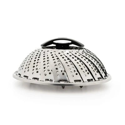 OXO Stainless Steel Steamer With Extendable Handle: Best Kitchen & Vegetable Steamer Basket, Dishwasher-Safe, Silver