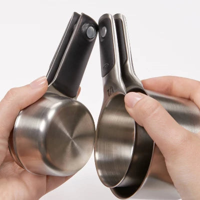 OXO 4pc Stainless Steel Magnetic Measuring Cups Set Black: Nesting Design, Dishwasher-Safe, Includes 1 Cup To 1/4 Cup