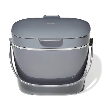 OXO 1.75g Plastic Easy Clean Compost Bin Gray: Indoor Kitchen Countertop Trash Can, 1.75 Gallon Capacity