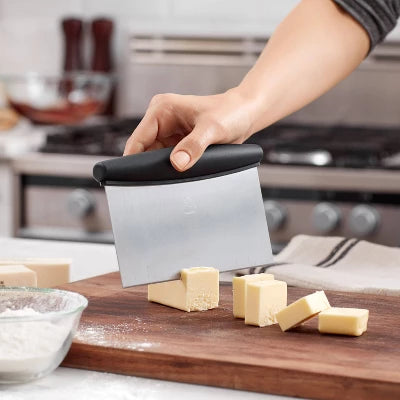 OXO Stainless Steel Multi-Purpose Scraper And Chopper: Kitchen Bench & Food Scraper, Dishwasher-Safe, Black