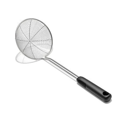 OXO Stainless Steel Scoop And Strain Skimmer Black: Dishwasher-Safe Skimmer Spoon, 14.6″ Length, 5.4″ Head Diameter