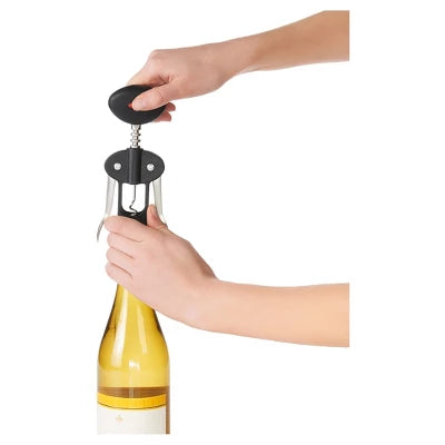 OXO Softworks Corkscrew: Manual Wine Bottle Opener, Black, Hand Wash, Metal & Plastic, Cordless, 6.7″ Height