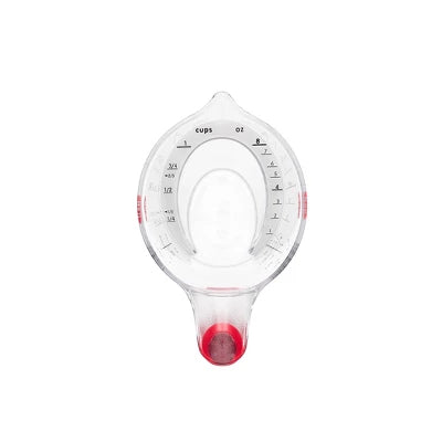 OXO 1Cup Angled Measuring Cup: Dishwasher-Safe Polypropylene, Clear & Red, Includes 1/8 To 1 Cup, Lifetime Warranty