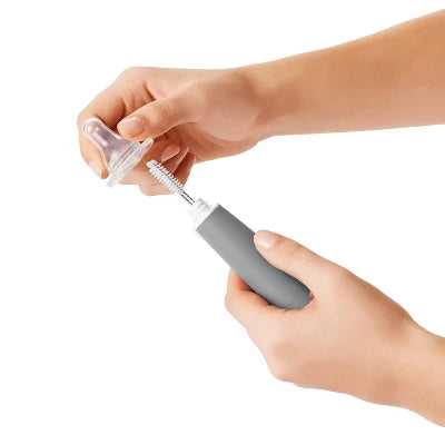 OXO TOT Bottle Brush With Bristled Cleaner & Stand – Gray