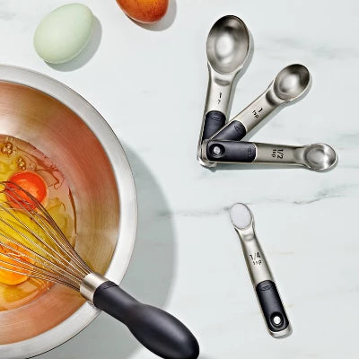 OXO 4pc Stainless Steel Magnetic Measuring Spoons Black: Nesting Design, Dishwasher-Safe, Includes Teaspoon & Tablespoon
