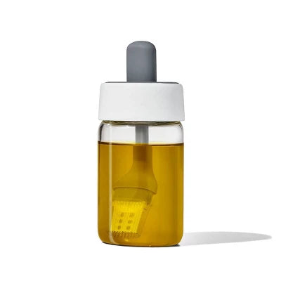 OXO Oil Bottle And Brush: Tempered Glass Food Storage Container, Dishwasher-Safe, 8 Oz Capacity