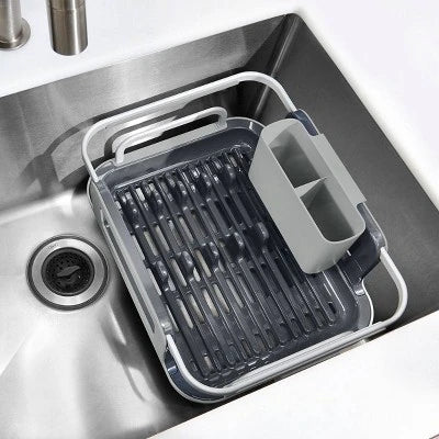 OXO Over The Sink Dish Rack: Aluminum Freestanding Dish Drainer & Sink Caddy, Hand Wash, Gray, 15″x11.5″x5.7″
