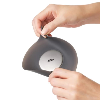 Bath Tub Drain Stopper Gray – OXO: Silicone & Stainless Steel, Easy Removal, Fits Standard Tubs