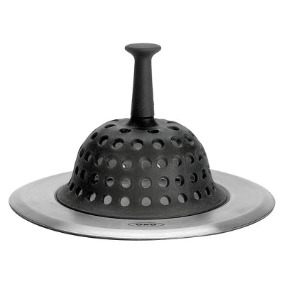 OXO Sink Strainer: Silicone & Stainless Steel, Kitchen Drain Catcher, Dishwasher-Safe, Black