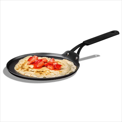 OXO 10″ Steel Crepe Pan With Silicone Sleeve Black