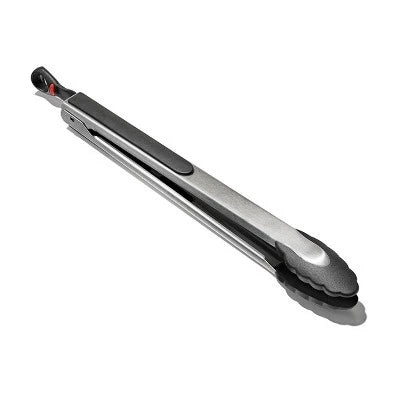OXO 12″ Tongs With Nylon Head: Stainless Steel, Locking Mechanism, Dishwasher-Safe Cooking Tongs, Black