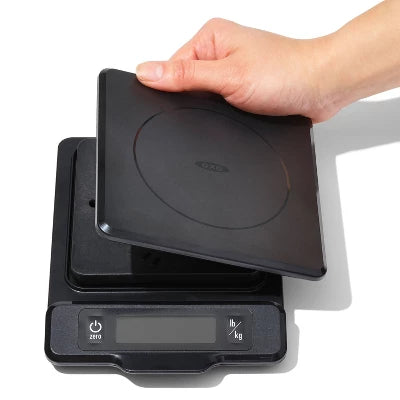 OXO 5Lb Food Scale With Pull Out Display: Kitchen Scale, Backlit Electronic Display, Black, Battery Powered