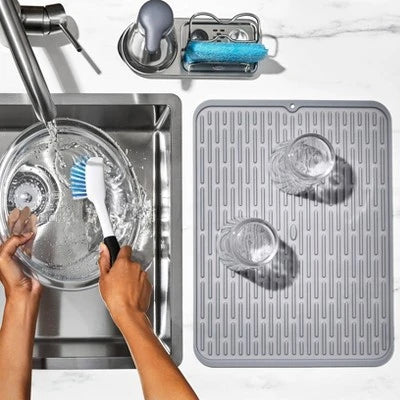 OXO Silicone Dish Drying Mat – Gray (Large): Dishwasher-Safe Drying Rack For Dishes, 16.9″ X 12.5″ Silicone Mat