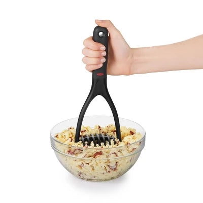 OXO Nylon Potato Masher: Soft-Grip Handle, Dishwasher-Safe, Black, 10.2″ Length, 3.9″ Width, Ideal For Potatoes & Beans