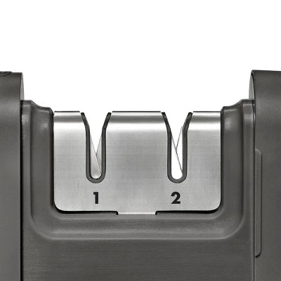 OXO Knife Sharpener: Manual Stainless Steel & Ceramic, Tungsten Carbide, Black, Lifetime Warranty, 5.39″ Length