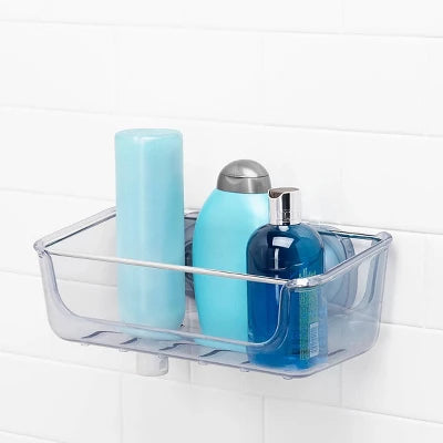 OXO Stronghold Suction Large Basket: Stainless Steel & Plastic Shower Organizer With Suction Grip