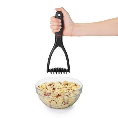 OXO Nylon Potato Masher: Soft-Grip Handle, Dishwasher-Safe, Black, 10.2″ Length, 3.9″ Width, Ideal For Potatoes & Beans