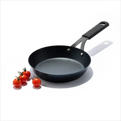 OXO 8″ Steel Open Frypan With Silicone Sleeve Black