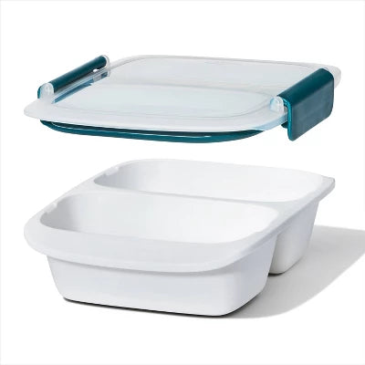 OXO Prep And Go 2c Divided Food Storage Container: Leakproof, 2 Compartment, Dishwasher & Microwave Safe