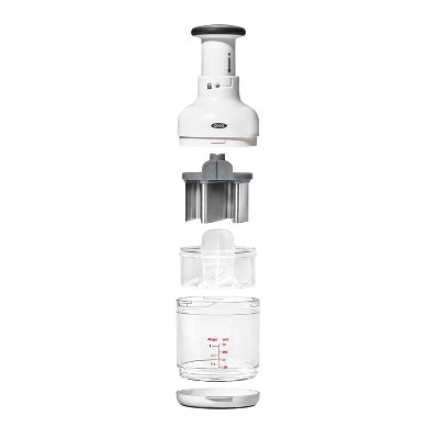 OXO Food Chopper White: Manual Vegetable & Onion Chopper Dicer, Stainless Steel Blade, Dishwasher-Safe, Includes Storage Container