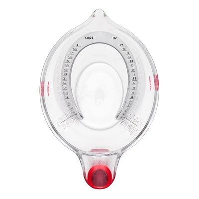 OXO 4 Cup Angled Measuring Cup: Large Liquid Plastic, Dishwasher-Safe, Clear, Lifetime Warranty