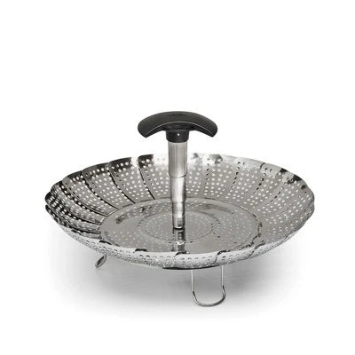 OXO Stainless Steel Steamer With Extendable Handle: Best Kitchen & Vegetable Steamer Basket, Dishwasher-Safe, Silver