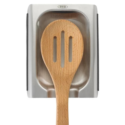 OXO Stainless Steel Spoon Rest: Silicone Utensil Holder For Stove, Dishwasher-Safe, Light Silver