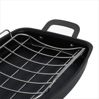 OXO 15″x10.5″ Steel Open Roaster With U-Rack Black