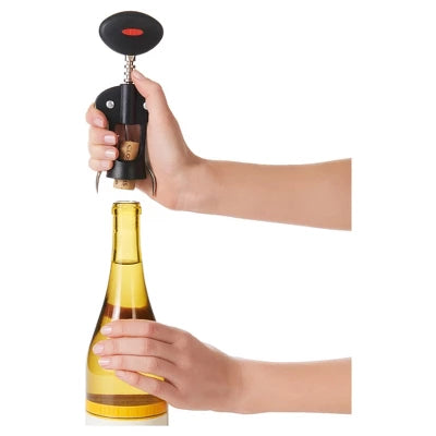 OXO Softworks Corkscrew: Manual Wine Bottle Opener, Black, Hand Wash, Metal & Plastic, Cordless, 6.7″ Height