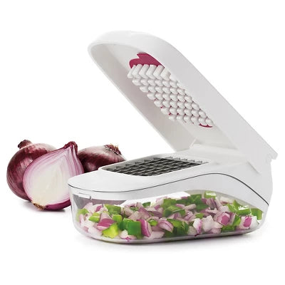 OXO Vegetable Manual Food Chopper: Best Veggie & Salad Chopper, Stainless Steel Blade, Dishwasher-Safe, White