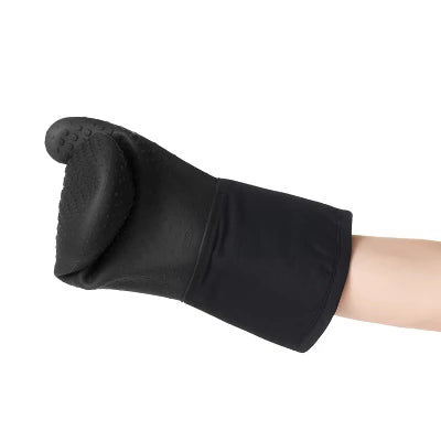 OXO Oven Mitt: Black Silicone & Cotton, Machine Washable, 13.3″ X 6.8″, Solid Pattern, Kitchen Textile