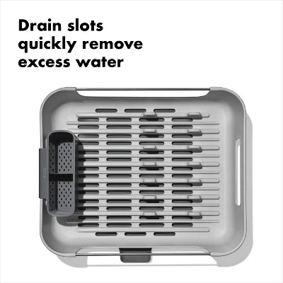 OXO Large Capacity Dish Rack: Gray Freestanding Polypropylene & Stainless Steel Drying Rack For Kitchen