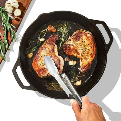 OXO 12″ Tongs: Stainless Steel Kitchen Tongs With Locking Mechanism, Dishwasher-Safe, Light Silver