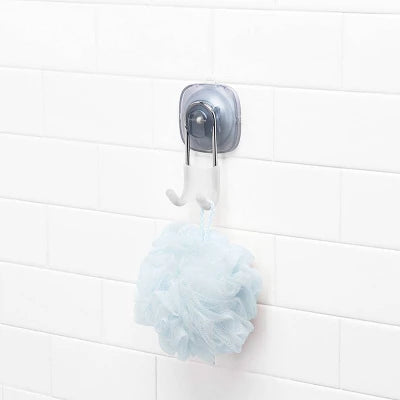 OXO Stronghold Suction Hook: Stainless Steel & Silicone, Bathroom Organizer, Holds Firmly