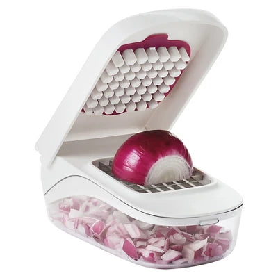 OXO Vegetable Manual Food Chopper: Best Veggie & Salad Chopper, Stainless Steel Blade, Dishwasher-Safe, White