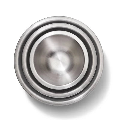 OXO 3pc Insulated Stainless Steel Mixing Bowl Set – Gray: Dishwasher-Safe, 5 Qt, 3 Qt, 1.5 Qt, Non-Slip Base